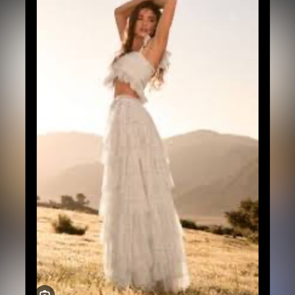Radena Ruffle Maxi Skirt in Sky Blue | Altar'd Stat